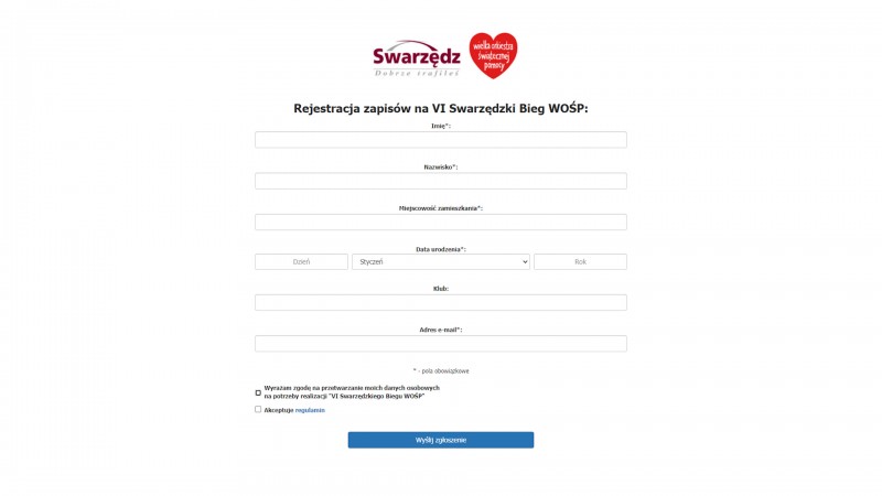 RUSZYŁY ZAPISY NA SWARZĘDZKI BIEG WOŚP