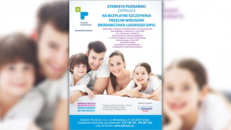 STAROSTA POZNAŃSKI ZAPRASZA NA BEZPŁATNE SZCZEPIENIA