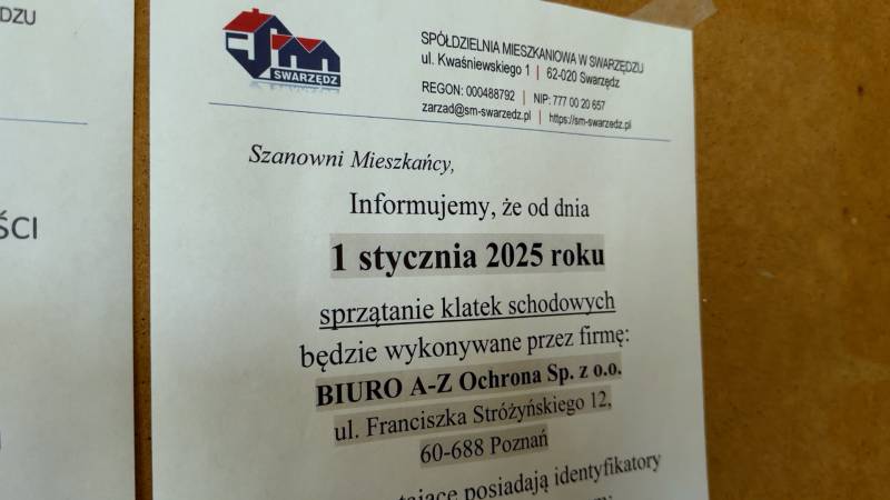 USŁUGA SPRZĄTANIA W ZASOBACH SPÓŁDZIELCZYCH